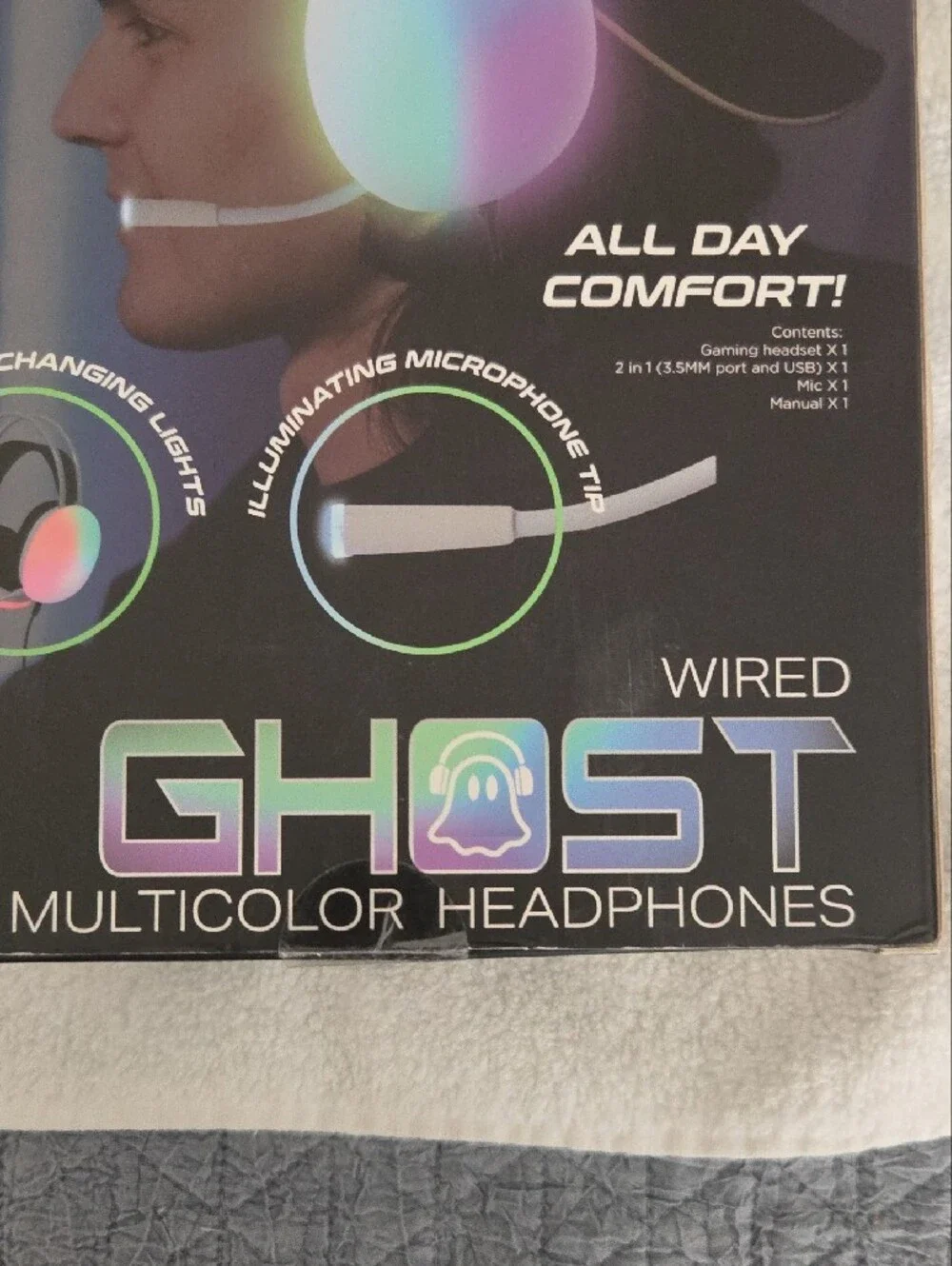 iJoy Ghost Wired Gaming Headset with LED Light - White